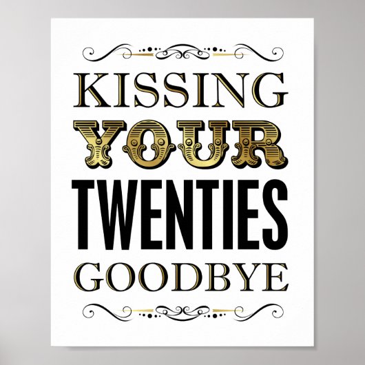 Gold TWENTIES GOODBYE-gebarsten afdrukken Poster (Voorkant)