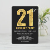 Gold Twenty One Modern 21st Verjaardagsfeest Uitno Kaart (Staand voorkant)