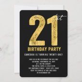 Gold Twenty One Modern 21st Verjaardagsfeest Uitno Kaart (Voorkant)