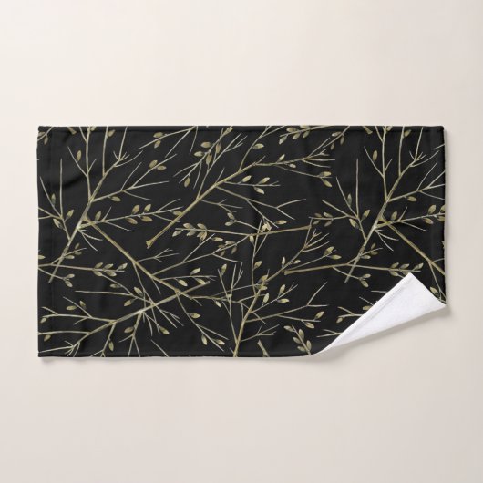 Gold Twigs on Black Bad Handdoek (Handdoek)