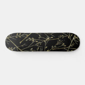 Gold Twigs on Black Persoonlijk Skateboard (Horizontaal)