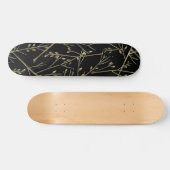Gold Twigs on Black Persoonlijk Skateboard (Horizontaal)