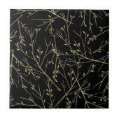 Gold Twigs on Black Tegeltje (Voorkant)