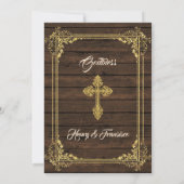 Gold Twin Boy Baptism en Birthday Rustic Wood Kaart (Achterkant)