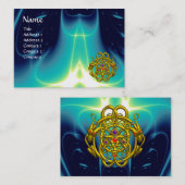 GOLD TWIN DRAGONS/Blauwgroen Blue Turquoise Light  Visitekaartje (Voorkant / Achterkant)