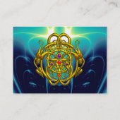 GOLD TWIN DRAGONS/Blauwgroen Blue Turquoise Light  Visitekaartje (Achterkant)