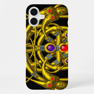 GOLD TWIN DRAGONS Fantasie Zwart iPhone 16 Plus Hoesje