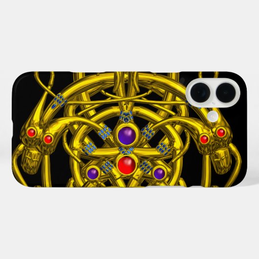 GOLD TWIN DRAGONS Fantasy Black Case-Mate iPhone Case (Achterkant (horizontaal))
