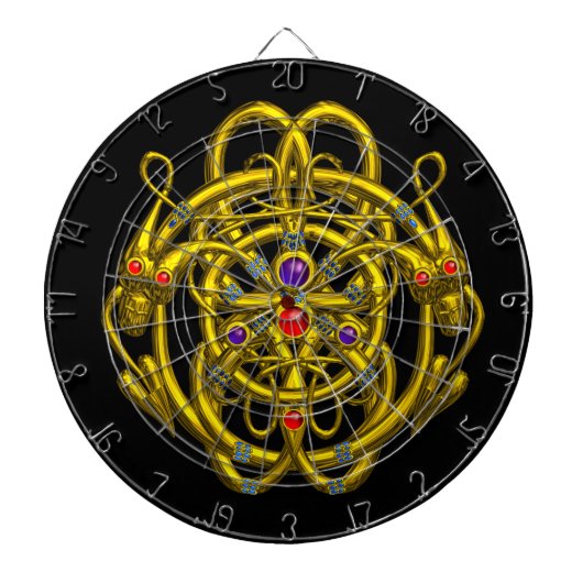 GOLD TWIN DRAGONS, zwart Dartbord (Voorkant)