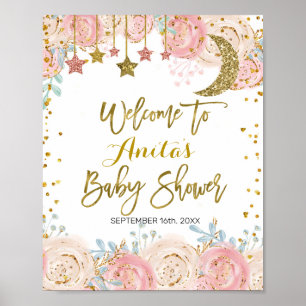 Gold twinkle Baby shower Welkomstteken Poster