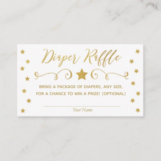 Gold Twinkle Little Star Baby Diaper Raffle Kaart (Voorkant)