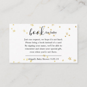 Gold Twinkle Little Star Book Aanvraag Baby shower Informatiekaartje