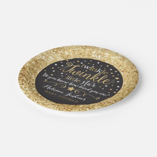 Gold Twinkle Little Star Paper Bord Baby shower (Gekanteld)