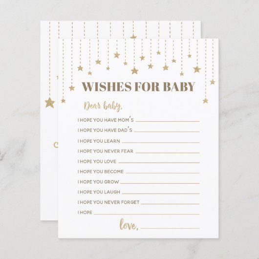 Gold Twinkle Little Star Shower wenst Baby (Voorkant / Achterkant)