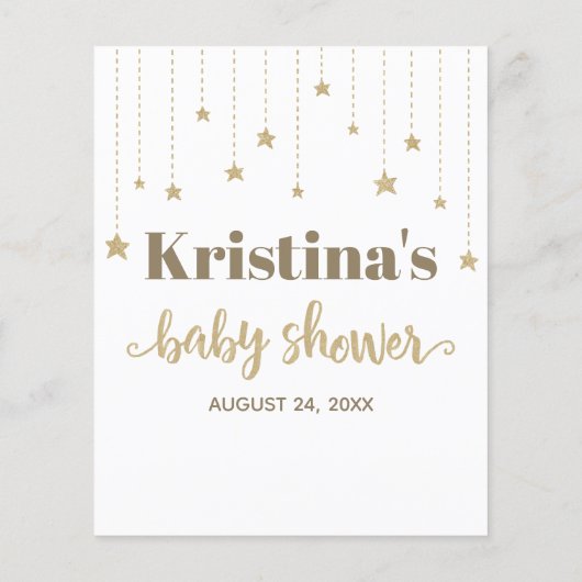 Gold Twinkle Little Star Shower wenst Baby (Achterkant)