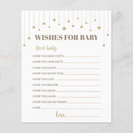 Gold Twinkle Little Star Shower wenst Baby (Voorkant)