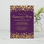 Gold Twinkle Modern Bridal Engagement Party Kaart (Staand voorkant)