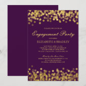 Gold Twinkle Modern Bridal Engagement Party Kaart (Voorkant / Achterkant)