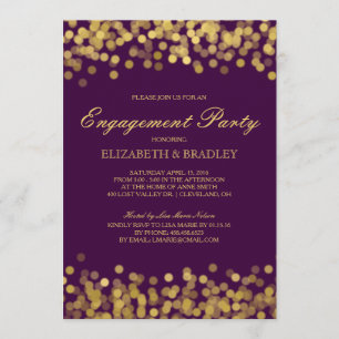 Gold Twinkle Modern Bridal Engagement Party Kaart