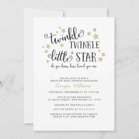 Gold Twinkle-motor op Baby shower Kaart (Voorkant)