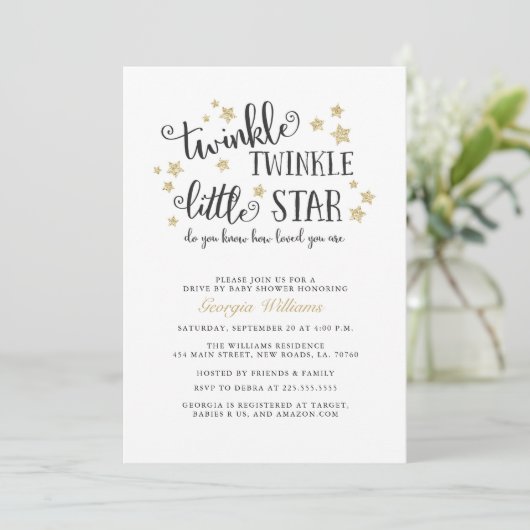 Gold Twinkle-motor op Baby shower Kaart (Staand voorkant)