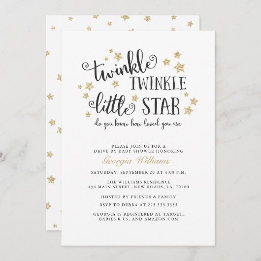 Gold Twinkle-motor op Baby shower Kaart (Voorkant / Achterkant)