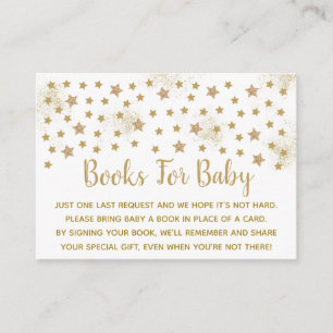 Gold Twinkle Star Baby shower Book Request Informatiekaartje