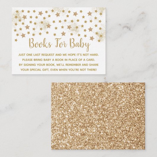 Gold Twinkle Star Baby shower Book Request Informatiekaartje (Voorkant / Achterkant)