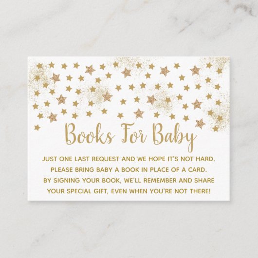 Gold Twinkle Star Baby shower Book Request Informatiekaartje (Voorkant)
