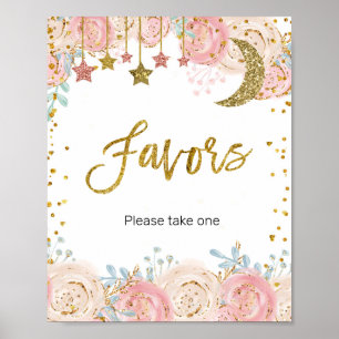 Gold twinkle star Waterverf Favor Sign Poster
