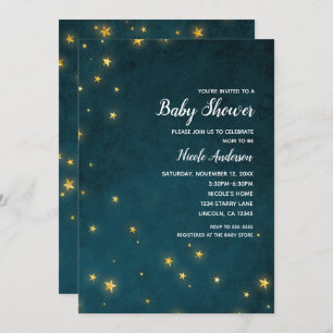 Gold Twinkle Stars Celestial Sky Baby shower Kaart