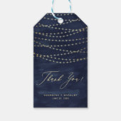 Gold Twinkle String Lights Navy Blue Hartelijk dan Cadeaulabel (Voorkant)