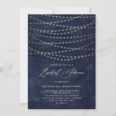 Gold Twinkle String Lights Navy Blue Vrijgezellenf Kaart (Voorkant)