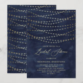 Gold Twinkle String Lights Navy Blue Vrijgezellenf Kaart (Voorkant / Achterkant)