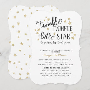 Gold Twinkle Twinkle Little Star Baby shower Kaart