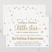 Gold Twinkle Twinkle Little Star Baby shower Kaart (Voorkant / Achterkant)