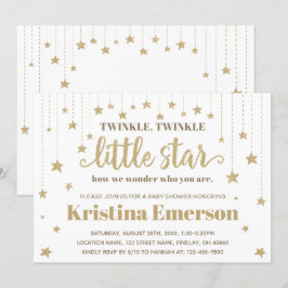 Gold Twinkle Twinkle Little Star Baby shower Kaart