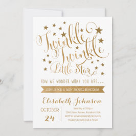 Gold Twinkle Twinkle Little Star Baby shower Kaart