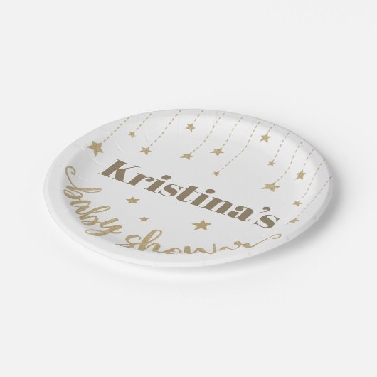 Gold Twinkle Twinkle Little Star Baby shower Papieren Bordje (Gekanteld)