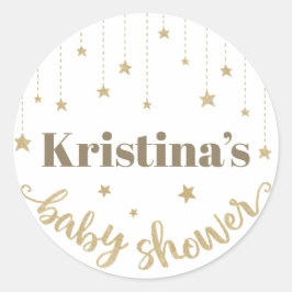 Gold Twinkle Twinkle Little Star Baby shower Ronde Sticker