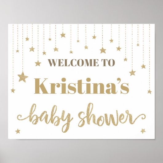 Gold Twinkle Twinkle Little Star Baby shower Sign. Poster (Voorkant)