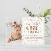 Gold Twinkle Twinkle Little Star Photo Birthday Kaart (Staand voorkant)