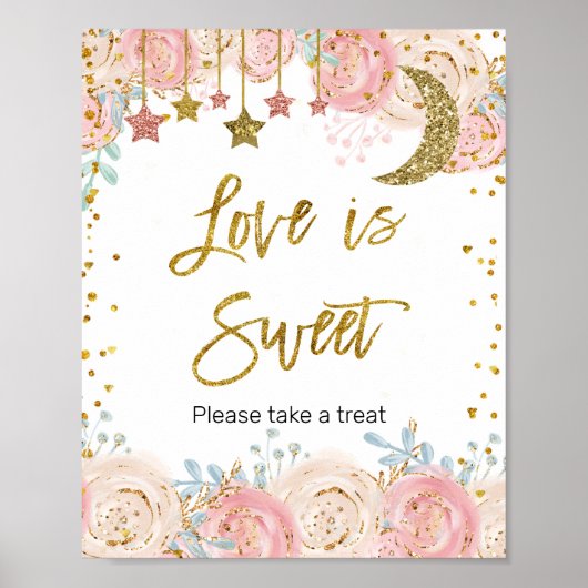 Gold twinkle Waterverf Love is Sweet Sign Poster (Voorkant)