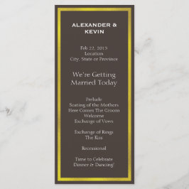 Gold Two Grooms-Gay huwelijksprogramma Programmakaart