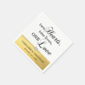 Gold Two Heart Two Lives One Love Heart Wedding Servet (Hoek)