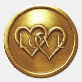 Gold Two Hearts Intertwined Wedding Love Ronde Sticker (Voorkant)