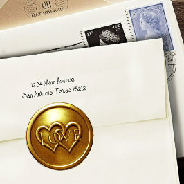 Gold Two Hearts Intertwined Wedding Love Ronde Sticker