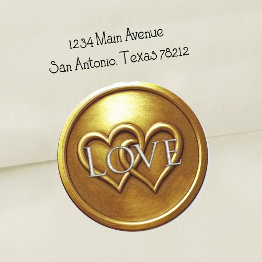 Gold Two Hearts Intertwined Wedding Love Ronde Sticker