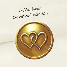 Gold Two Hearts Intertwined Wedding Ronde Sticker