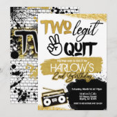 Gold Two Legit Two Quit Hip Hop Invitation Kaart (Voorkant / Achterkant)
